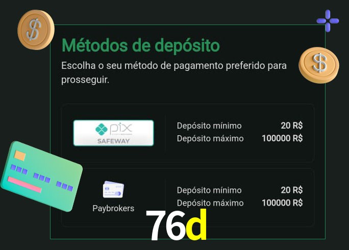 O cassino 76d oferece uma grande variedade de métodos de pagamento